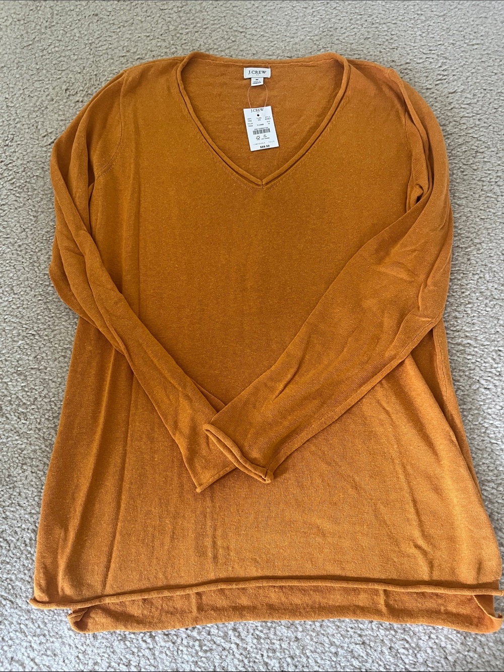 J. Crew Factory Women’s Gold V-Neck Sweater